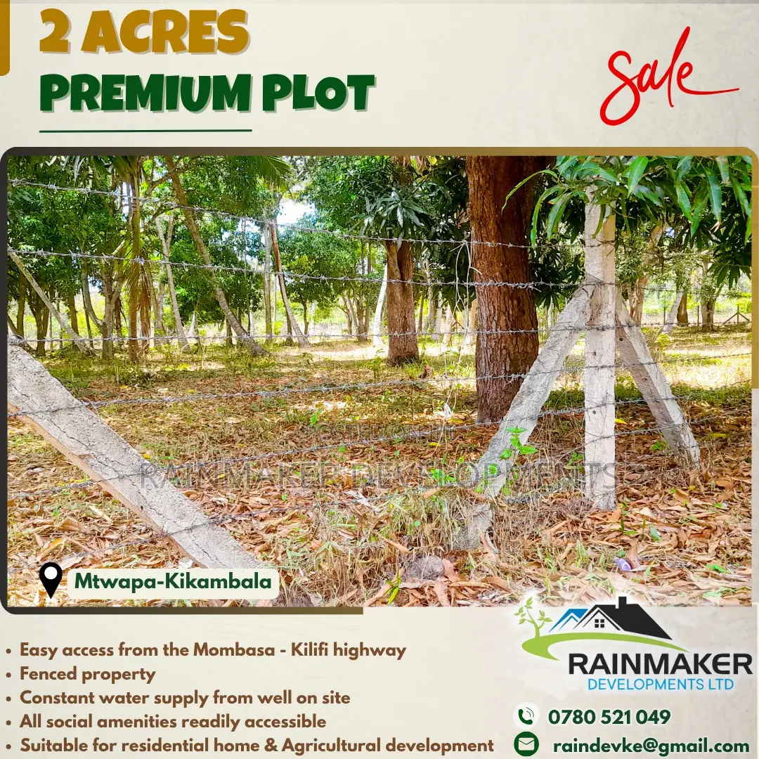 Prime 2 Acres For Sale – Mtwapa–Kikambala in Kikambala