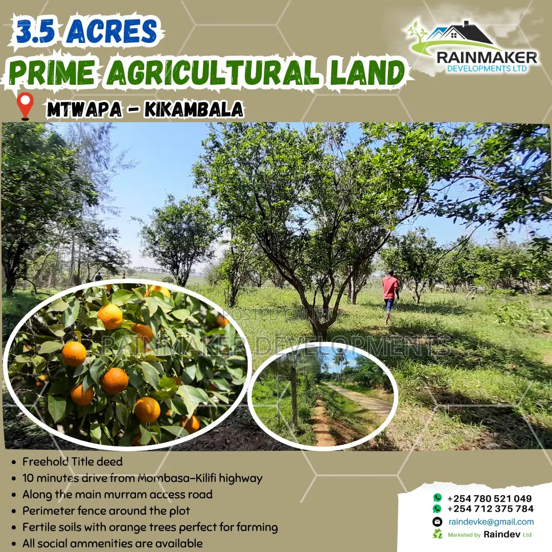Prime 3.5 Acres For Sale – Mtwapa–Kikambala in Kikambala