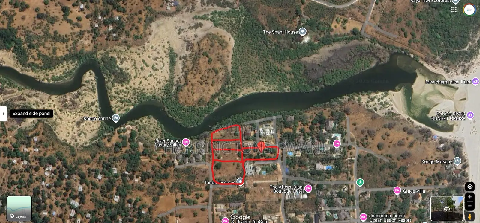 1 Acre Plot | Kongo Riverfront | 3rd Row Diani | Sunset Views in Diani