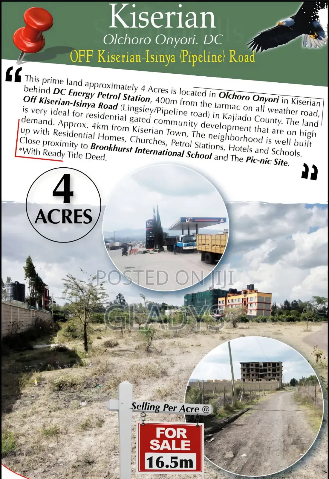 Kiserian 4acres Along Olchoro Onyori in Woodley/Kenyatta Golf Course